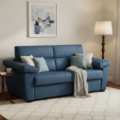 Divano letto sfoderabile blu 225x95cm - Trino