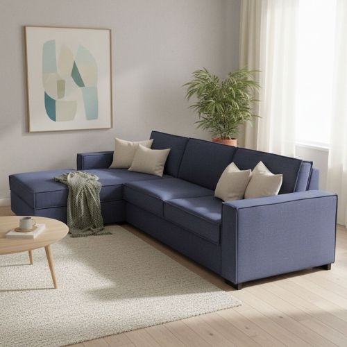 Divano letto sfoderabile blu 280x95cm - Allaida