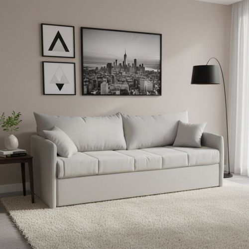 Divano letto sfoderabile grigio chiaro 205x86cm - Avellana