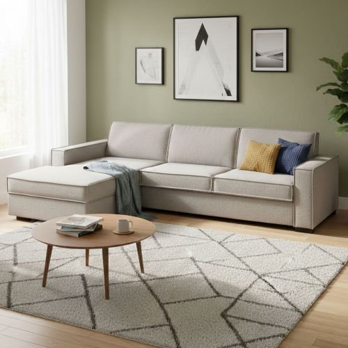 Divano letto sfoderabile tortora 260x95cm - Albenga
