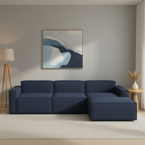 Divano modulare blu 340x170x70h cm - Asvaldo