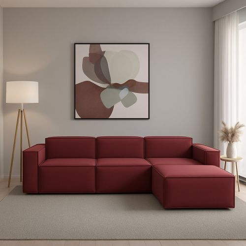 Divano modulare rosso 340x170x70h cm - Asvaldo