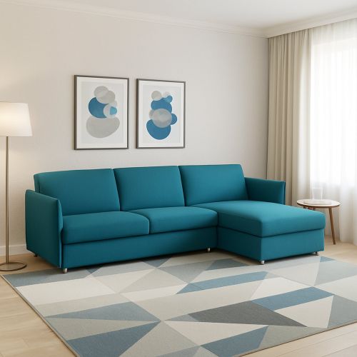 Divano sfoderabile azzurro 260x160x90h cm - Posina