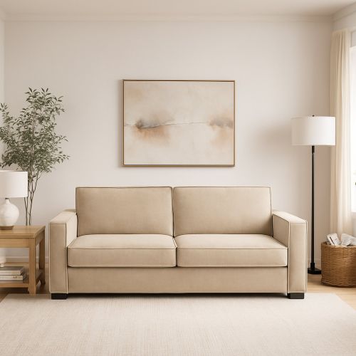Divano sfoderabile beige 200x95x90h cm - Eletta