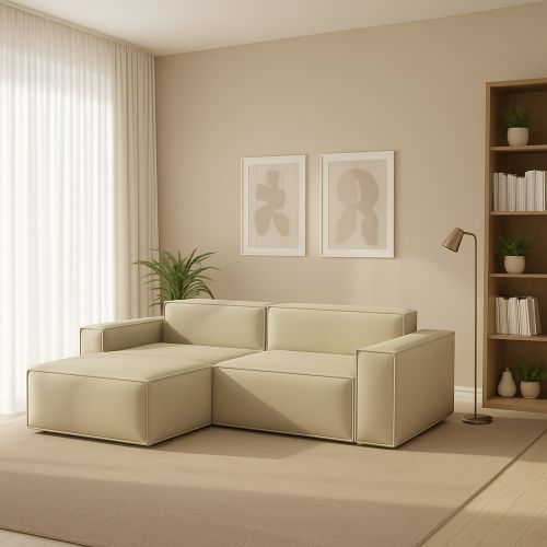 Divano sfoderabile beige 220x170x70h cm - Alhoa