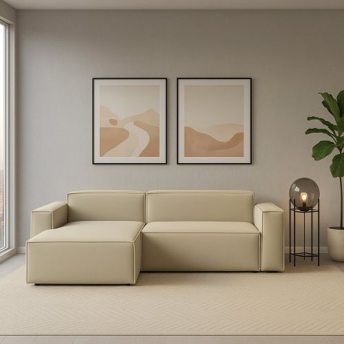 Divano sfoderabile beige 240x170x70h cm - Assurte