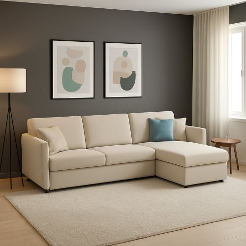 Divano sfoderabile beige 260x160x90h cm - Posina