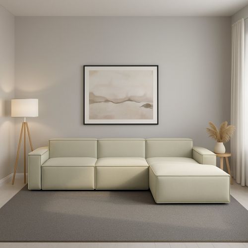 Divano sfoderabile beige 340x170x70h cm - Asvaldo