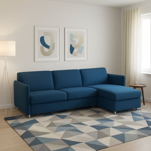 Divano sfoderabile blu 260x160x90h cm - Posina