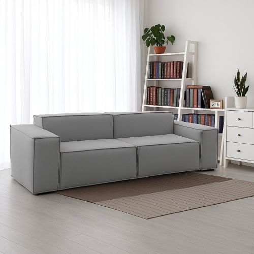 Divano sfoderabile grigio 220x95x70h cm - Lepidolite