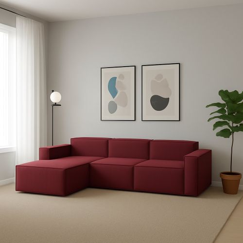 Divano sfoderabile rosso 300x170x70h cm - Alganibra