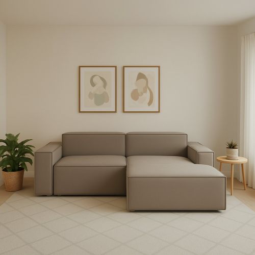 Divano sfoderabile tortora 240x170x70h cm - Ameli