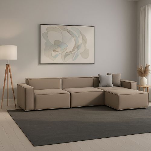 Divano sfoderabile tortora 340x170x70h cm - Asvaldo