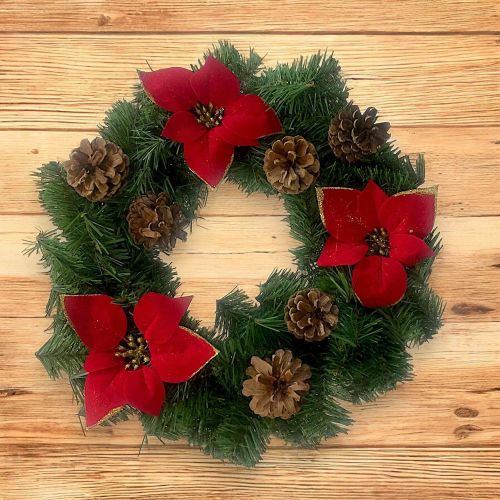 Ghirlanda da Natale Norbert, Verde e Rosso, 35x35 h3 cm