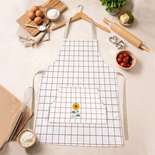 Grembiule Cucina Bianco Rosso Lavabile in Lavatrice si 30° Colore Struttura Rosso, - Palitoba