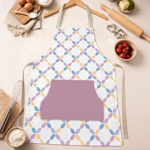 Grembiule Cucina Rosa Multicolore Lavabile in Lavatrice si 30° Colore Struttura Multicolore, - Palitoba