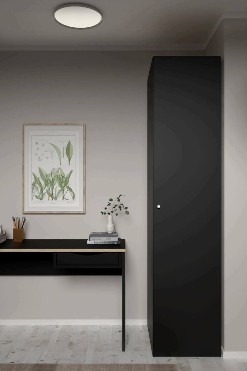 Guardaroba 1 anta- Gregoria, Mobile multifunzionale, Mobiletto scarpiera, Guardaroba porta scarpe, 50x60 h219 cm, Nero