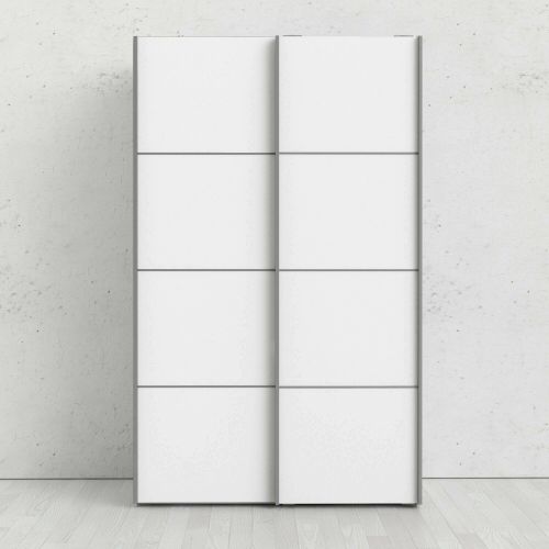 Guardaroba 2 ante Andree, Mobile camera da letto, Cabina armadio portabiti, Armadio appendiabiti, 122x64 h202 cm, Bianco