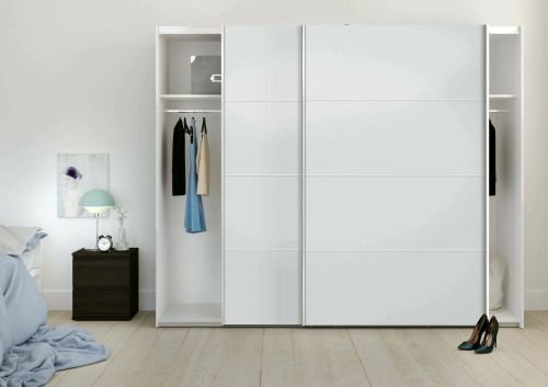 Guardaroba 2 ante Anthe, Mobile camera da letto, Cabina armadio portabiti, Armadio appendiabiti, 243x64 h202 cm, Bianco