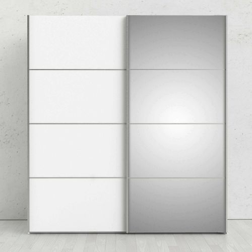 Guardaroba 2 ante Astrée, Mobile camera da letto, Cabina armadio portabiti, Armadio appendiabiti, 182x64 h202 cm, Bianco