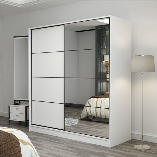 Guardaroba 2 Ante Bianco 5 Ripiani Appendiabiti 180x190h cm, 2 Ante - Torello