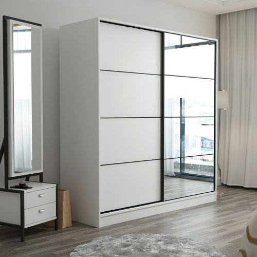 Guardaroba 2 Ante Bianco 5 Ripiani Appendiabiti 180x210h cm, 2 Ante - Cascia