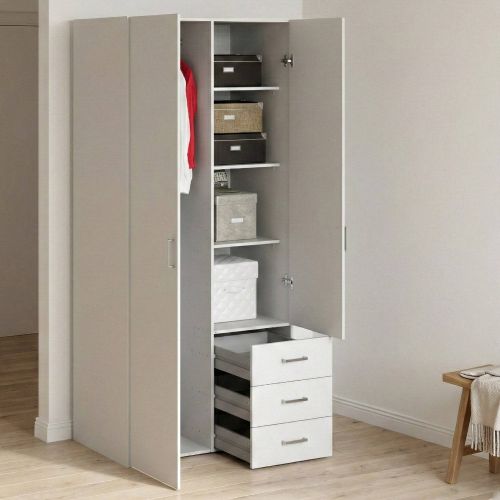 Guardaroba 2 ante- bianco con cassetti 77x175h cm - Arci