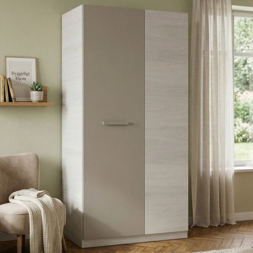 Guardaroba 2 ante bianco e marrone 90x200h cm - Alpine