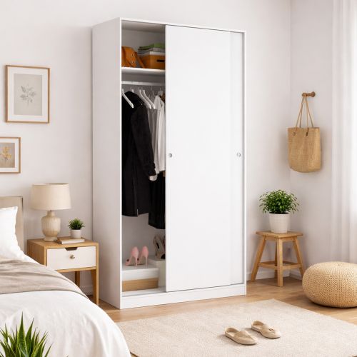 Guardaroba 2 ante bianco lucido 100x204h cm - Abigale