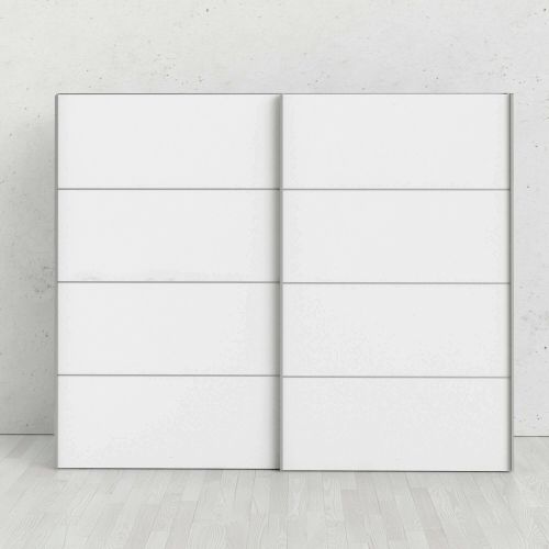 Guardaroba 2 ante Calixte, Mobile camera da letto, Cabina armadio portabiti, Armadio appendiabiti, 243x64 h202 cm, Bianco