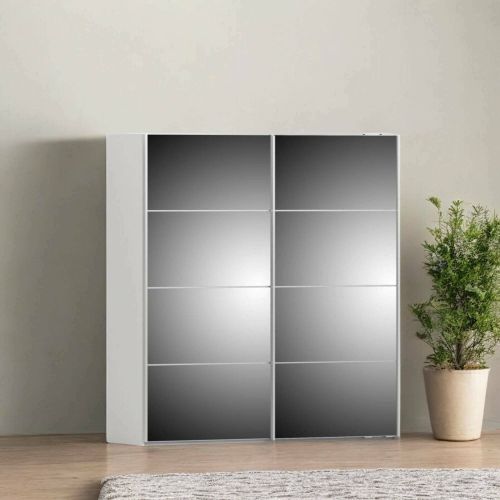 Guardaroba 2 ante Charline, Mobile camera da letto, Cabina armadio portabiti, Armadio appendiabiti, 182x64 h202 cm, Bianco