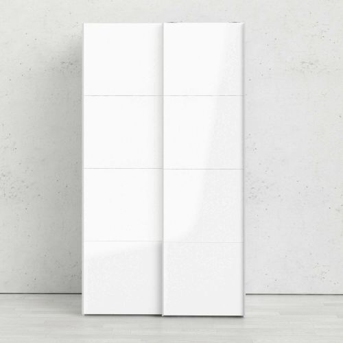 Guardaroba 2 ante Clarine, Mobile camera da letto, Cabina armadio portabiti, Armadio appendiabiti, 122x62 h220 cm, Bianco
