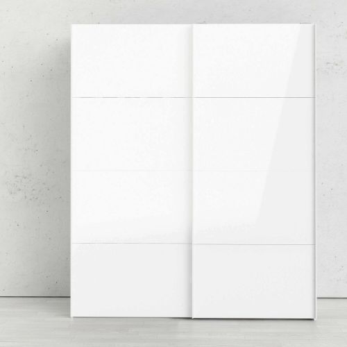 Guardaroba 2 ante Clary, Mobile camera da letto, Cabina armadio portabiti, Armadio appendiabiti, 182x62 h220 cm, Bianco