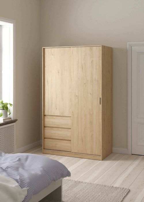 Guardaroba 2 ante Clemence, Mobile camera da letto, Cabina armadio portabiti, Armadio appendiabiti, 60x119 h200 cm, Rovere