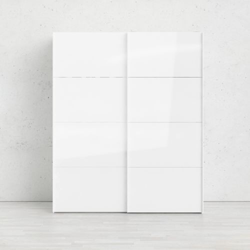 Guardaroba 2 ante Cyrill, Mobile camera da letto, Cabina armadio portabiti, Armadio appendiabiti, 62x182 h220 cm, Bianco