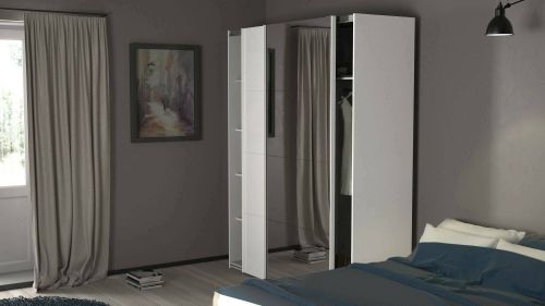 Guardaroba 2 ante Elina, Mobile camera da letto, Cabina armadio portabiti, Armadio appendiabiti, 61x182 h220 cm, Bianco