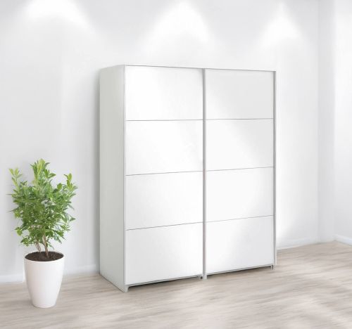 Guardaroba 2 ante Emeraude, Mobile camera da letto, Cabina armadio portabiti, Armadio appendiabiti, 61x182 h220 cm, Bianco