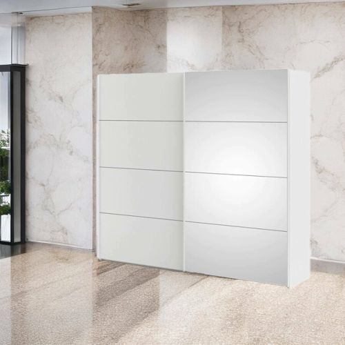 Guardaroba 2 ante Emmeline, Mobile camera da letto, Cabina armadio portabiti, Armadio appendiabiti, 61x243 h220 cm, Bianco