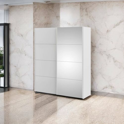 Guardaroba 2 ante Eulalie, Mobile camera da letto, Cabina armadio portabiti, Armadio appendiabiti, 61x182 h220 cm, Bianco