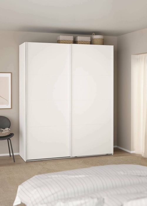 Guardaroba 2 ante- Margot, Mobile multifunzionale, Mobiletto scarpiera, Guardaroba porta scarpe, 65x179 h220 cm, Bianco