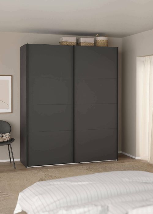 Guardaroba 2 ante- Margot, Mobile multifunzionale, Mobiletto scarpiera, Guardaroba porta scarpe, 65x179 h220 cm, Grigio