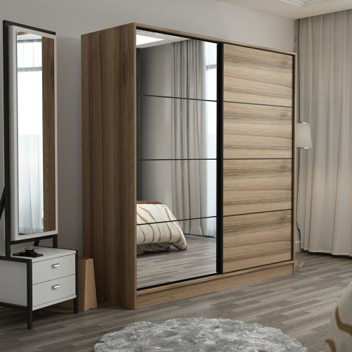 Guardaroba 2 Ante Marrone Rovere Appendiabiti 5 Ripiani 180x190h cm, 2 Ante - Rovolon