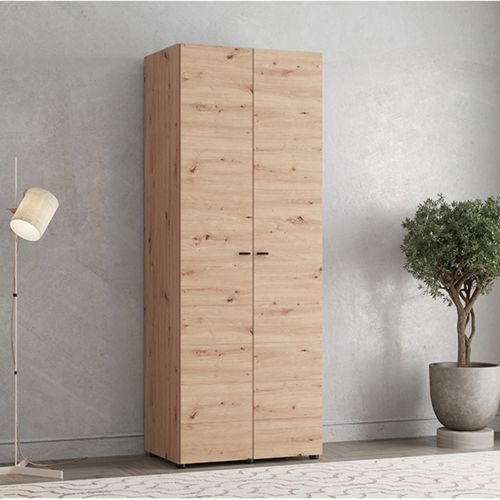 Guardaroba 2 Ante Marrone Rovere Nodi Appendiabiti un Ripiano 79x208h cm, 2 Ante - Pomar