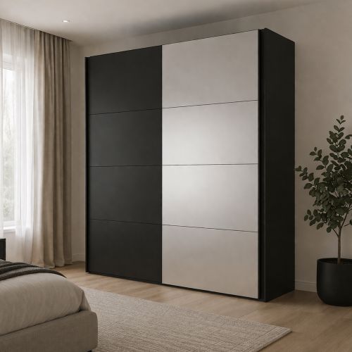 Guardaroba 2 ante nero 182x220h cm - Seraphin