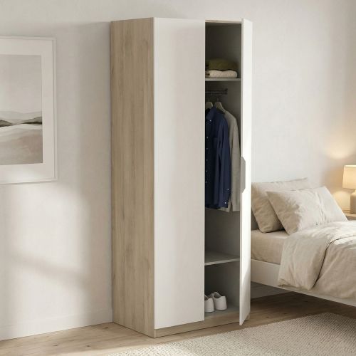 Guardaroba 2 ante rovere e bianco opaco 79x203h cm - Fioretta