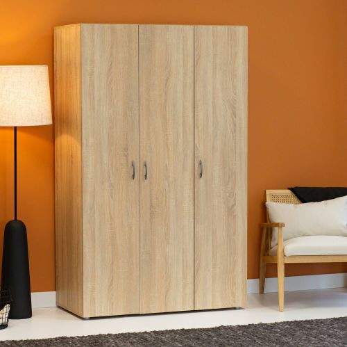 Guardaroba 3 ante Dublino, Mobile camera da letto, Cabina armadio portabiti, Armadio appendiabiti, 111x52 h179 cm, Rovere