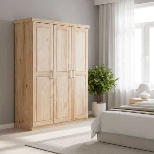 Guardaroba 3 ante- Marrone Rovere Appendiabiti 4 Ripiani 140x190h cm, 3 Ante - Tubre