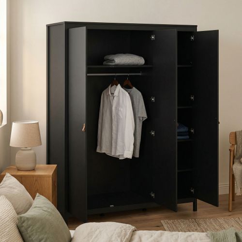 Guardaroba 3 ante nero 150x199h cm - Conti