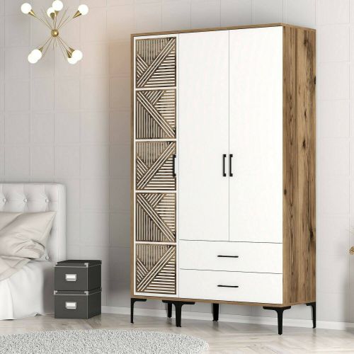 Guardaroba 3 ante noce e bianco 120x201h cm - Awty