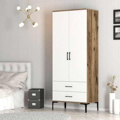 Guardaroba ante battenti noce e bianco 80x200h cm - Doriana